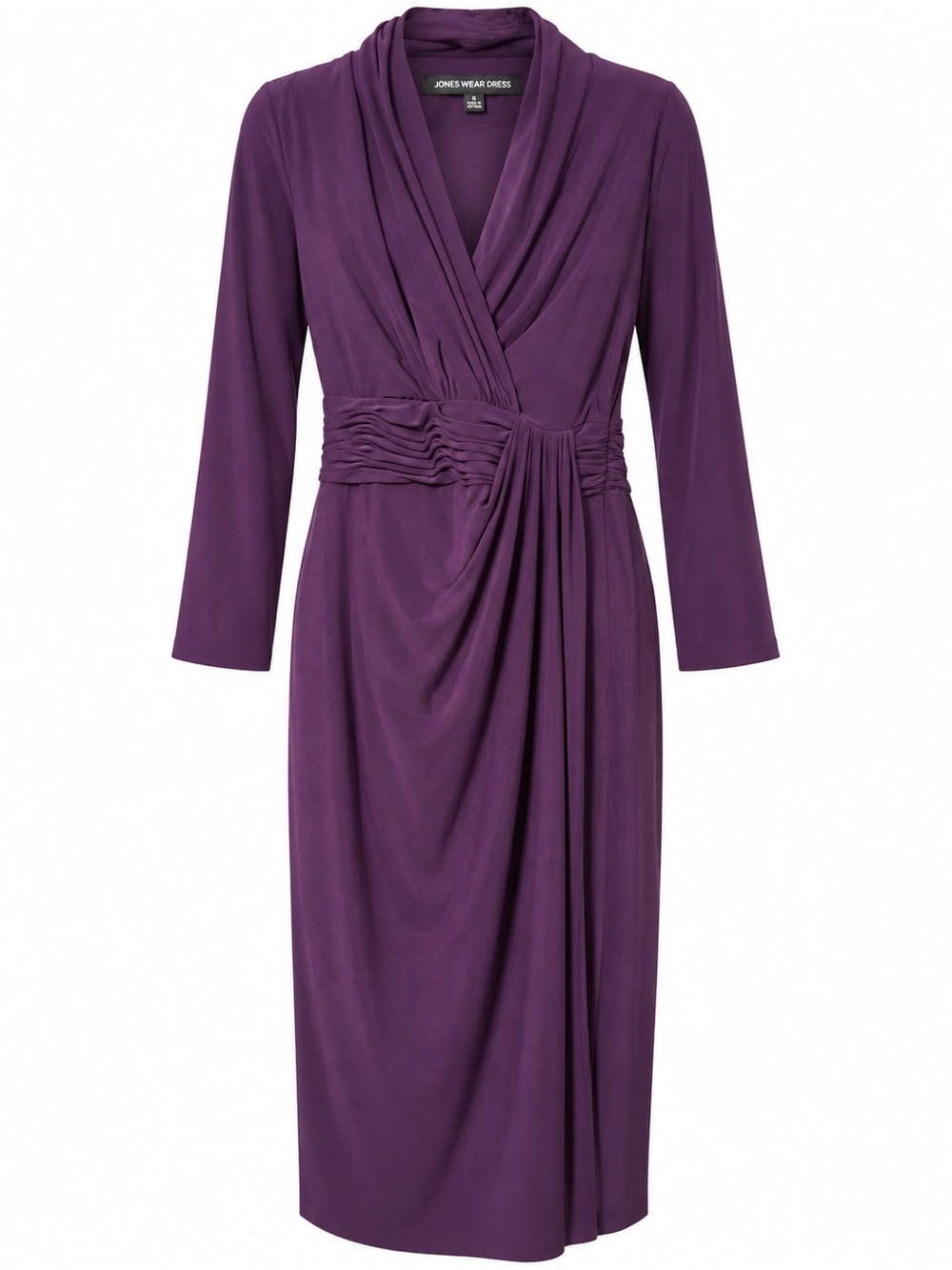 Jones Wear Plum Draped Wrap-Style Dress